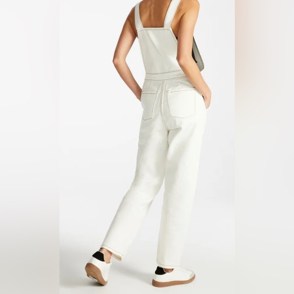 Women's White Dove Denim Overalls - Picture 3 of 4